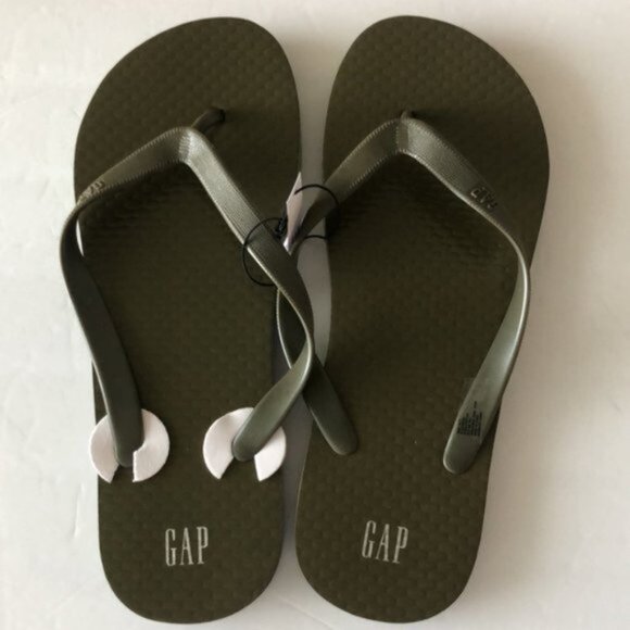 Gap Logo Flip Flops Mens Olivine Green Sz. 10-11 Men's - Picture 2 of 5